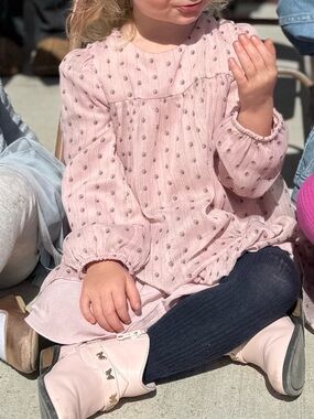 Abel & Lula pink Polka Dot Tiered Dress